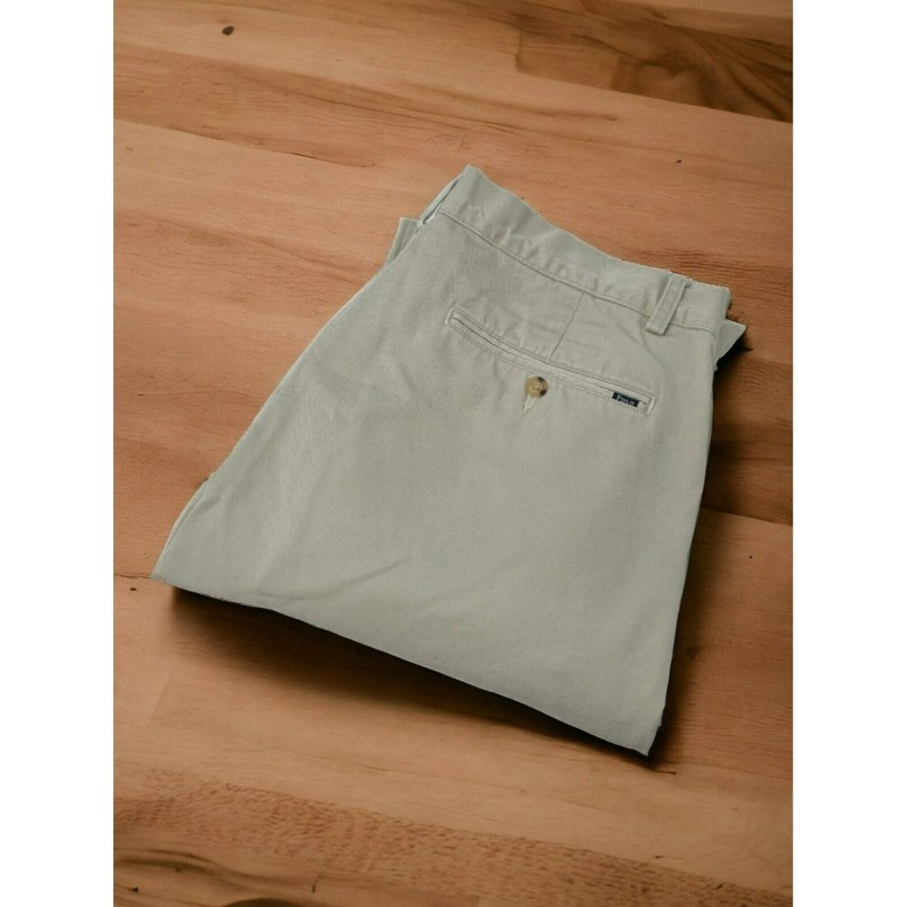 Ralph Lauren Polo Pants Sz 33 Khaki Classic Fit Chino Flat Front Smart 32 Inseam